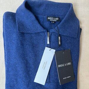 MEN'S BRAND NEW BRIDGE AND LORD MEN'S MERINO WOOL AND CASHMERE SWEATER WITH TAGS